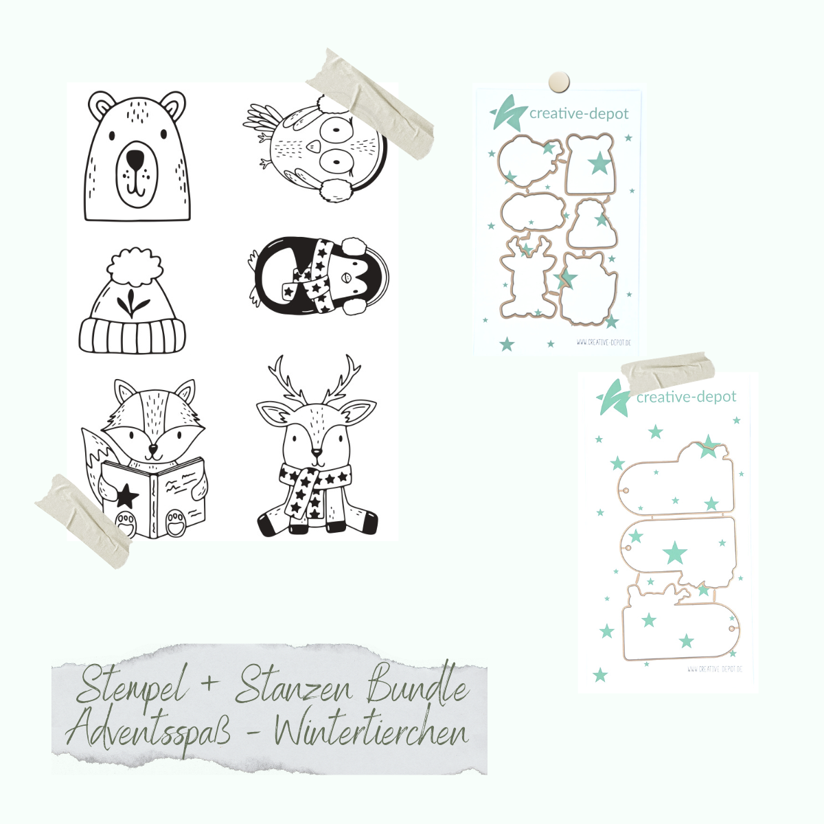 Sredwtk Weihnachten Eisbär Stanzschablonen Set - Silikonstempel Mit Stanzen Für DIY Karten