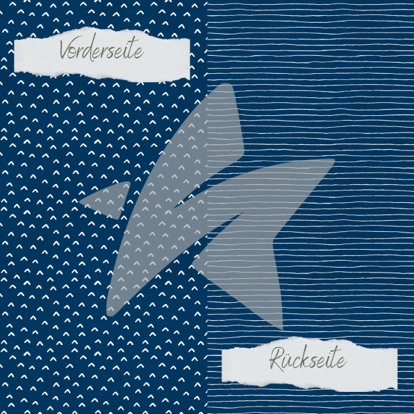 Designpapier - Basic - Marineblau - Doodle Dächer + Streifen - Doppelseitig bedruckt