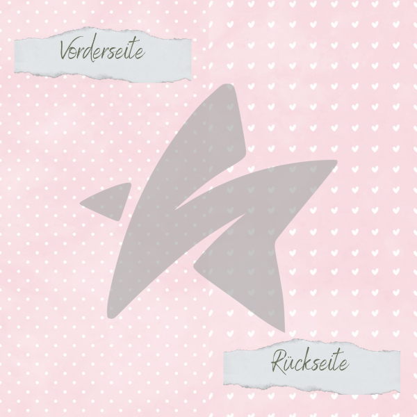 Designpapier - Basic - Baby Rosa - Püncktchen + Herzchen - Doppelseitig bedruckt