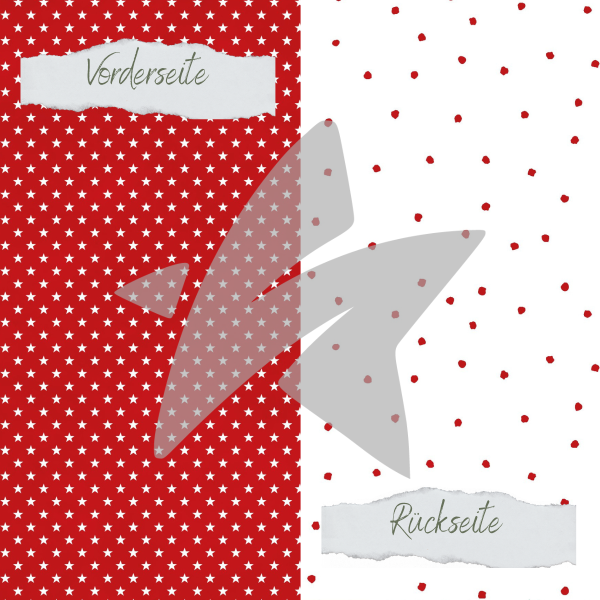 Designpapier - Basic - Weihnachtsrot - Tupfen + Sternchen - Doppelseitig bedruckt