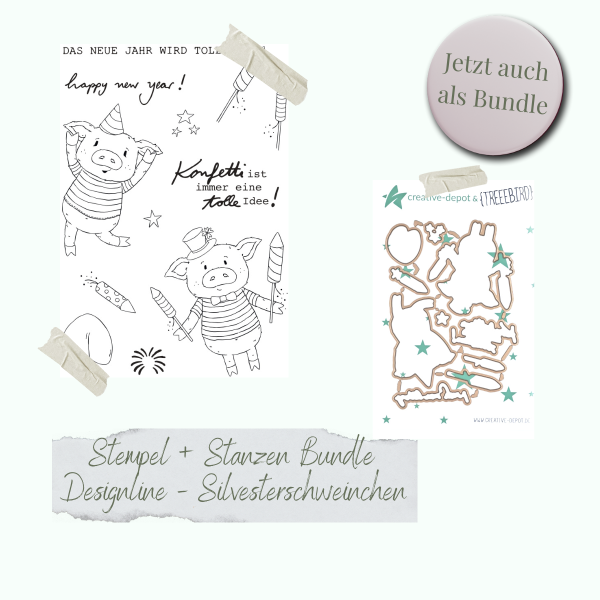 Bundle - Designline - Silvesterschweinchen - Stempelset & Stanzen