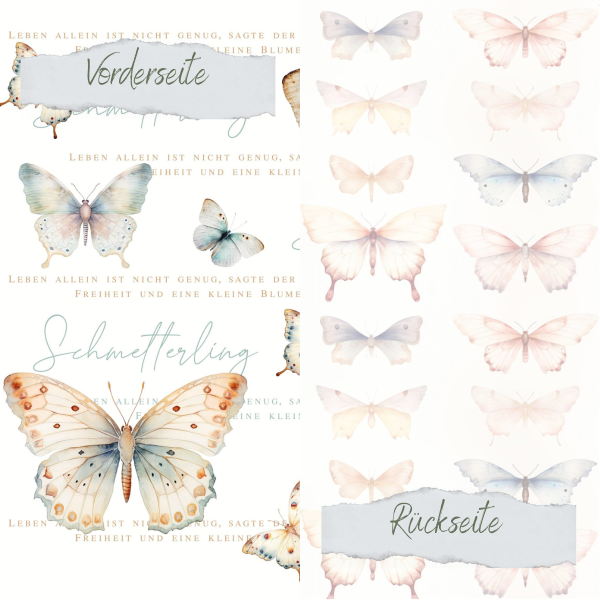 Designpapier - Schmetterlingstraum - Beidseitig bedruckt