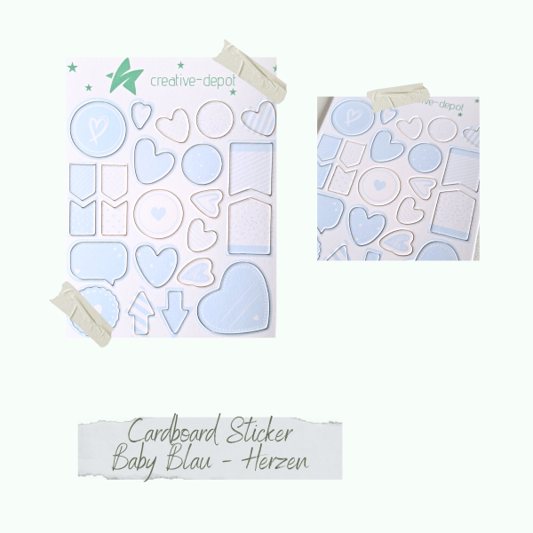 Cardboard Sticker - Baby Blau - Herzen