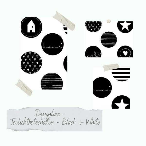 Stempelset - Designline - Teelichtbotschaften - Black & White
