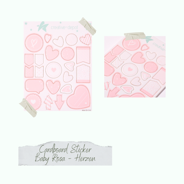Cardboard Sticker - Baby Rosa - Herzen