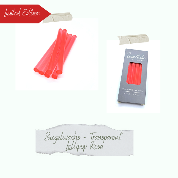 Wachssticks - Transparent - Lollipop Rosa - Siegelliebe