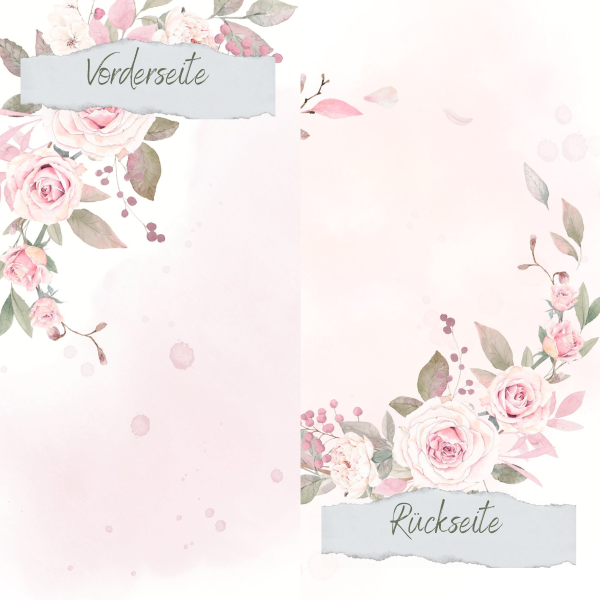 Designpapier - Rosa Blütenkranz - Beidseitig bedruckt