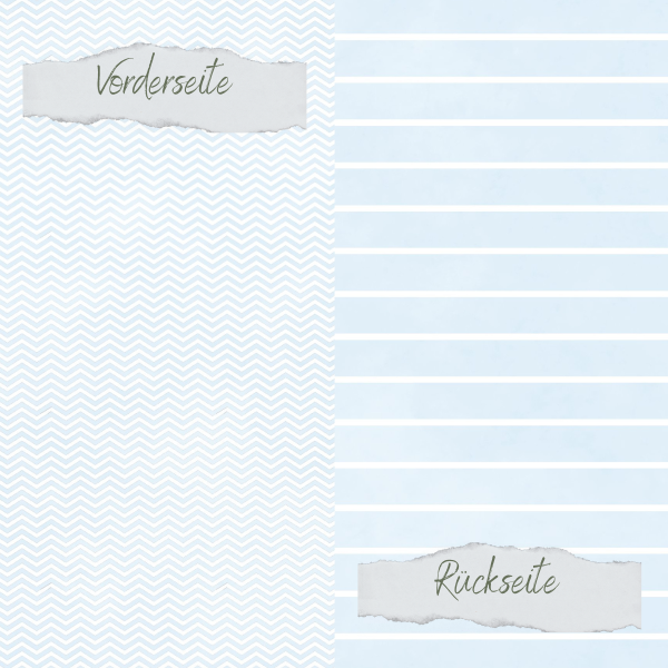 Designpapier - Basic - Baby Blau - Breite Linien + Zickzack - Doppelseitig bedruckt