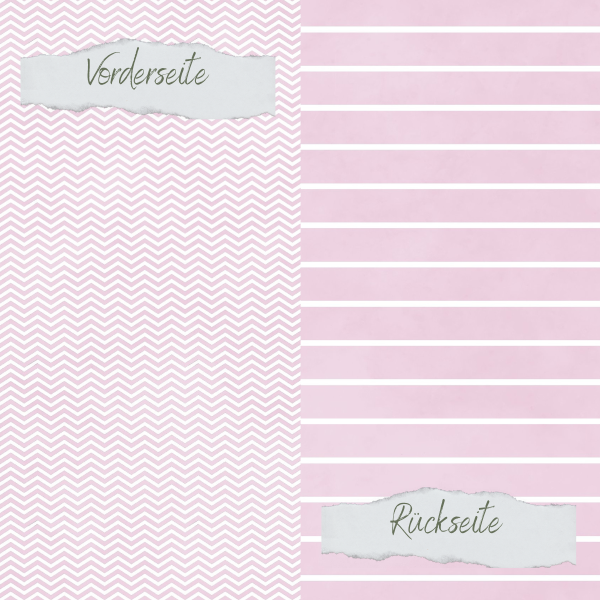 Designpapier - Basic - Pastell Flieder - Breite Linien + Zickzack - Doppelseitig bedruckt