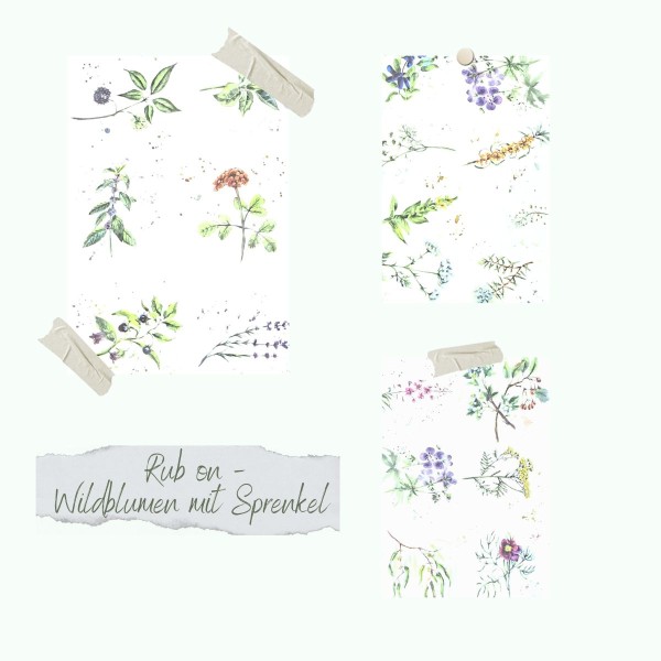 Rub-Ons - Wildblumen mit Sprenkel - A5 - 3 Bögen