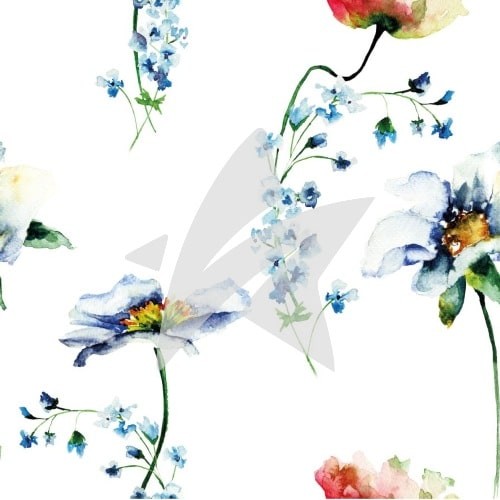 Designpapier - Aquarell blaue Blüten