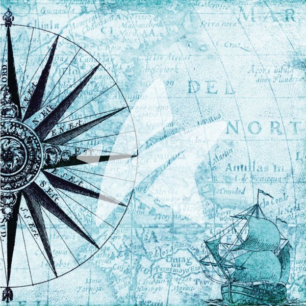 Landkarte Türkis mit Kompass