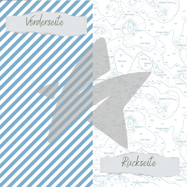 Designpapier - Maritimes Flair - Landkarte - Beidseitig bedruckt