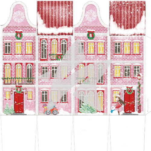 Designpapier - Designline - Weihnachtshaus - Rot
