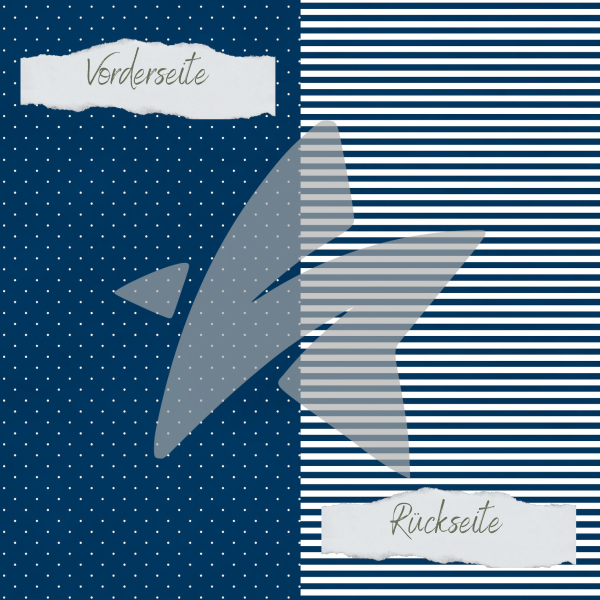 Designpapier - Basic - Marineblau - Mini Pünktchen + Schmale Streifen - Doppelseitig bedruckt