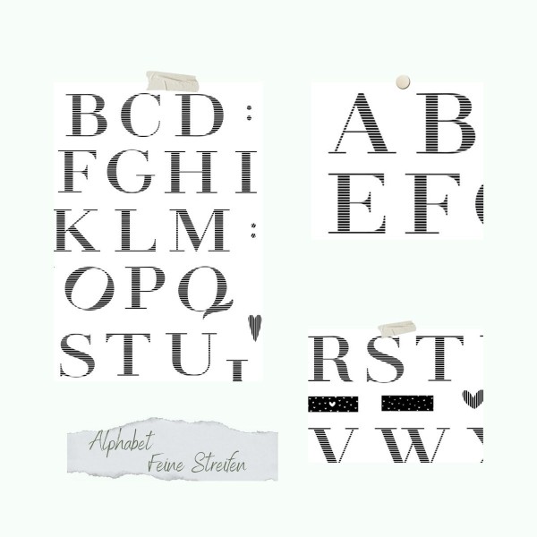 Stempelset - Alphabet feine Streifen