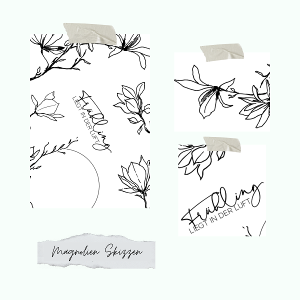 Stempelset - Magnolien Skizzen - Nur noch so lange der Vorrat reicht