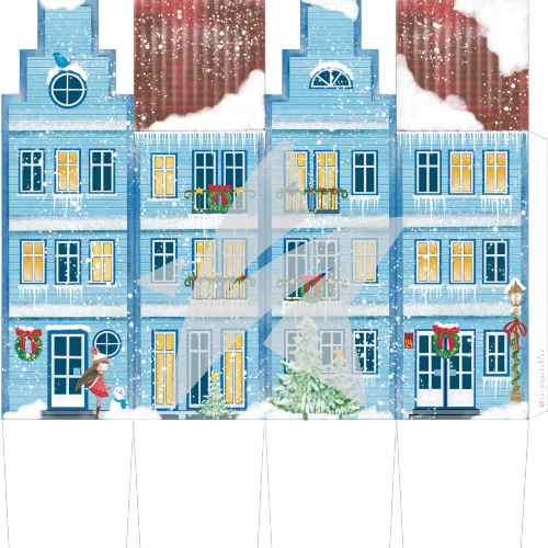 Designpapier - Designline - Weihnachtshaus - Blau