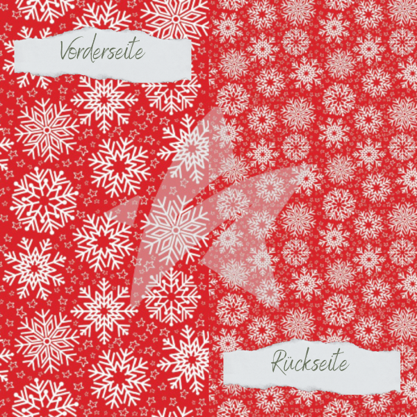 Designpapier - Designline - Schneeflocken - Rot - Beidseitig bedruckt