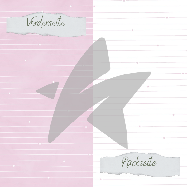 Designpapier - Basic - Pastell Flieder - Doodle Linien mit Sternchen - Doppelseitig bedruckt