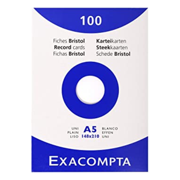Exacompta - Karteikarten - blanco - A5 - 100 Blatt