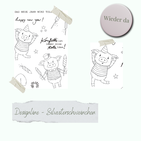 Stempelset - Designline - Silvesterschweinchen