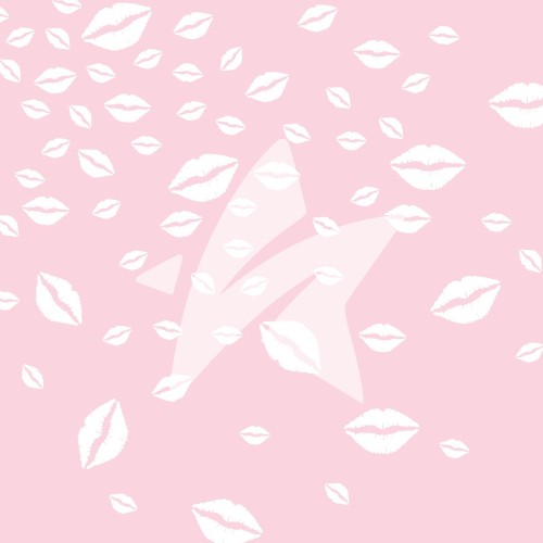 Designpapier - Designline - Kisses - Hintergrund Rosa - Kussmund