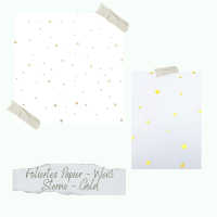 Foliertes Papier - Weiß - Sterne - Gold