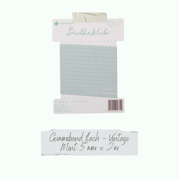 Gummiband - Vintage Mint - flach - Buchbindeliebe