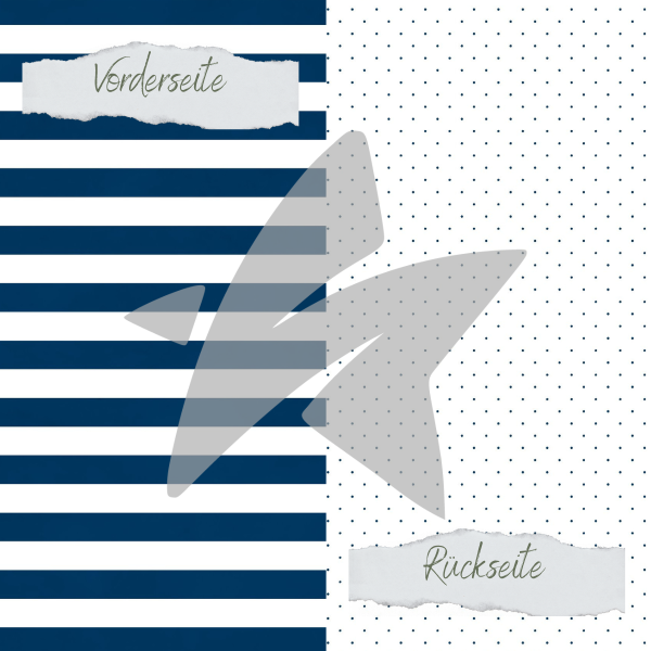 Designpapier - Basic - Marineblau - Gepunktet + Breite Streifen - Doppelseitig bedruckt