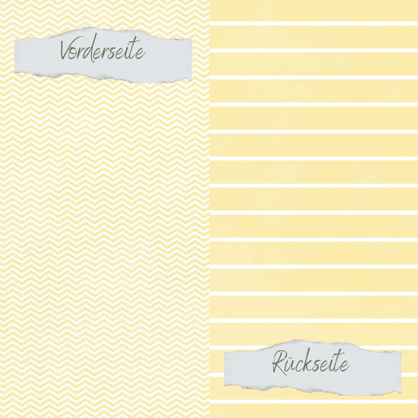 Designpapier - Basic - Baby Gelb - Breite Linien + Zickzack - Doppellseitig bedruckt