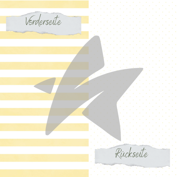Designpapier - Basic - Baby Gelb - Gepunktet + Breite Streifen - Doppelseitig bedruckt