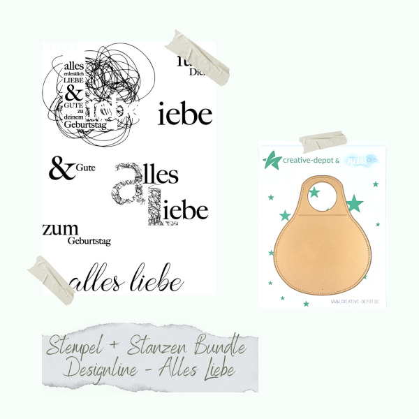 Bundle - Designline - Alles Liebe mit Flaschenanhänger - Stempelset & Stanzen